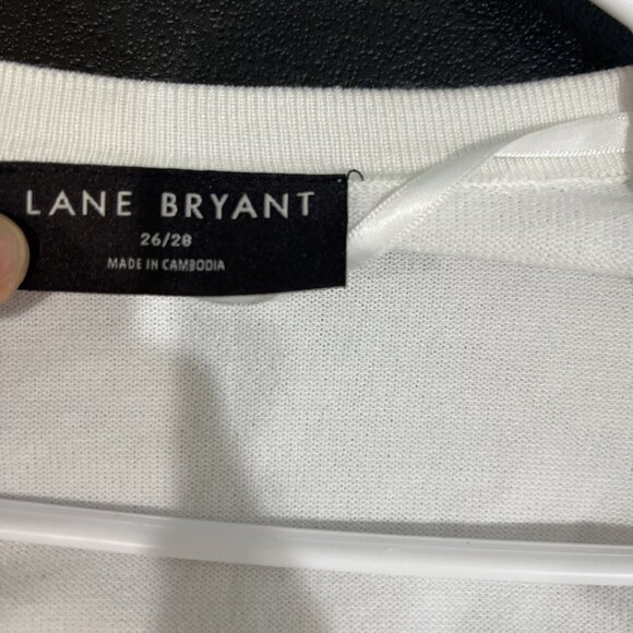 Lane Bryant Open Front Cardigan Sweater Womens Sz 26/28 White Long Ribbed Duster - Picture 3 of 6